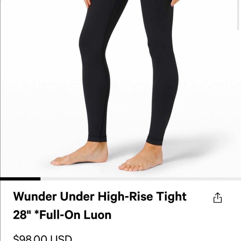 Lululemon wunder under 28” size 4